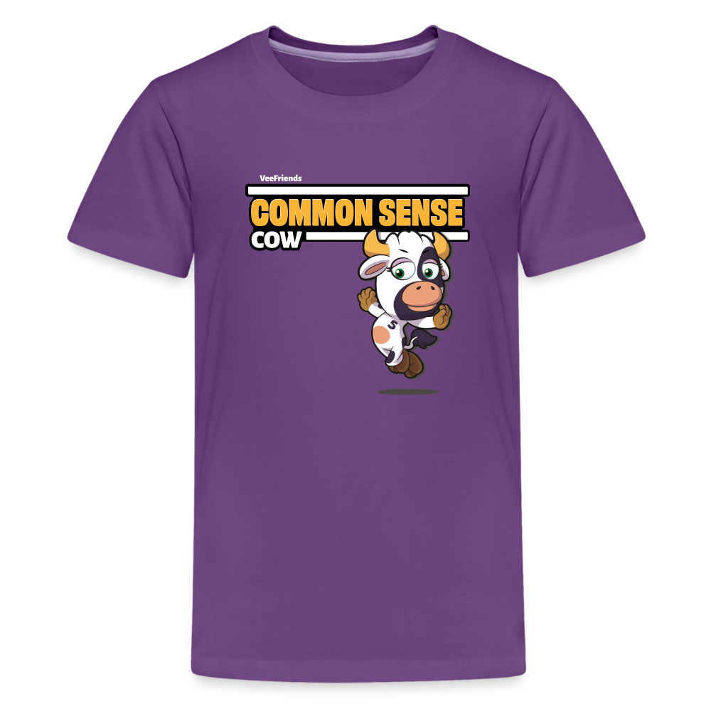 
            
                Load image into Gallery viewer, Common Sense Cow Character Comfort Kids Tee - purple
            
        