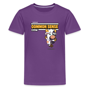 
            
                Load image into Gallery viewer, Common Sense Cow Character Comfort Kids Tee - purple
            
        