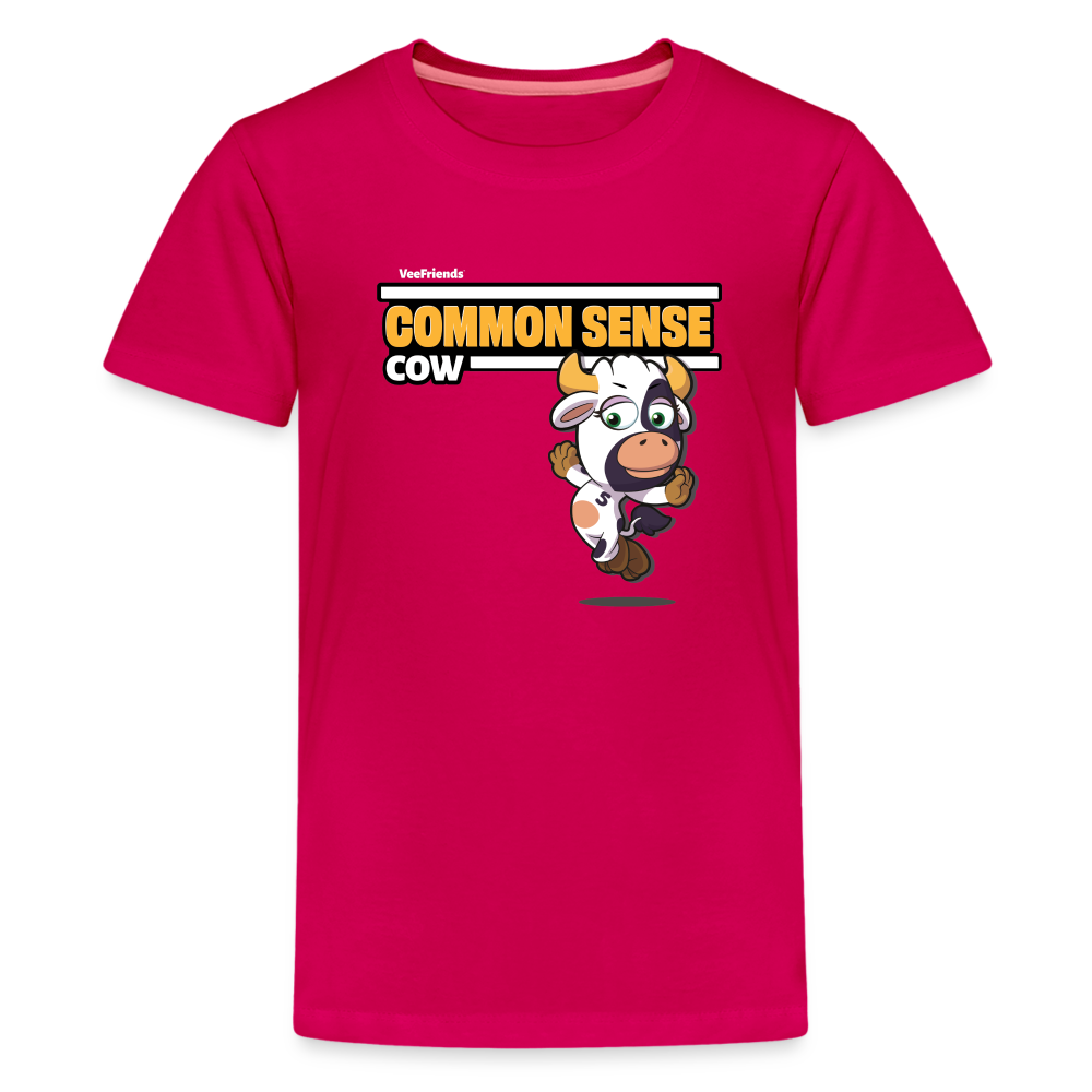 Common Sense Cow Character Comfort Kids Tee - dark pink