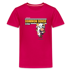 Common Sense Cow Character Comfort Kids Tee - dark pink