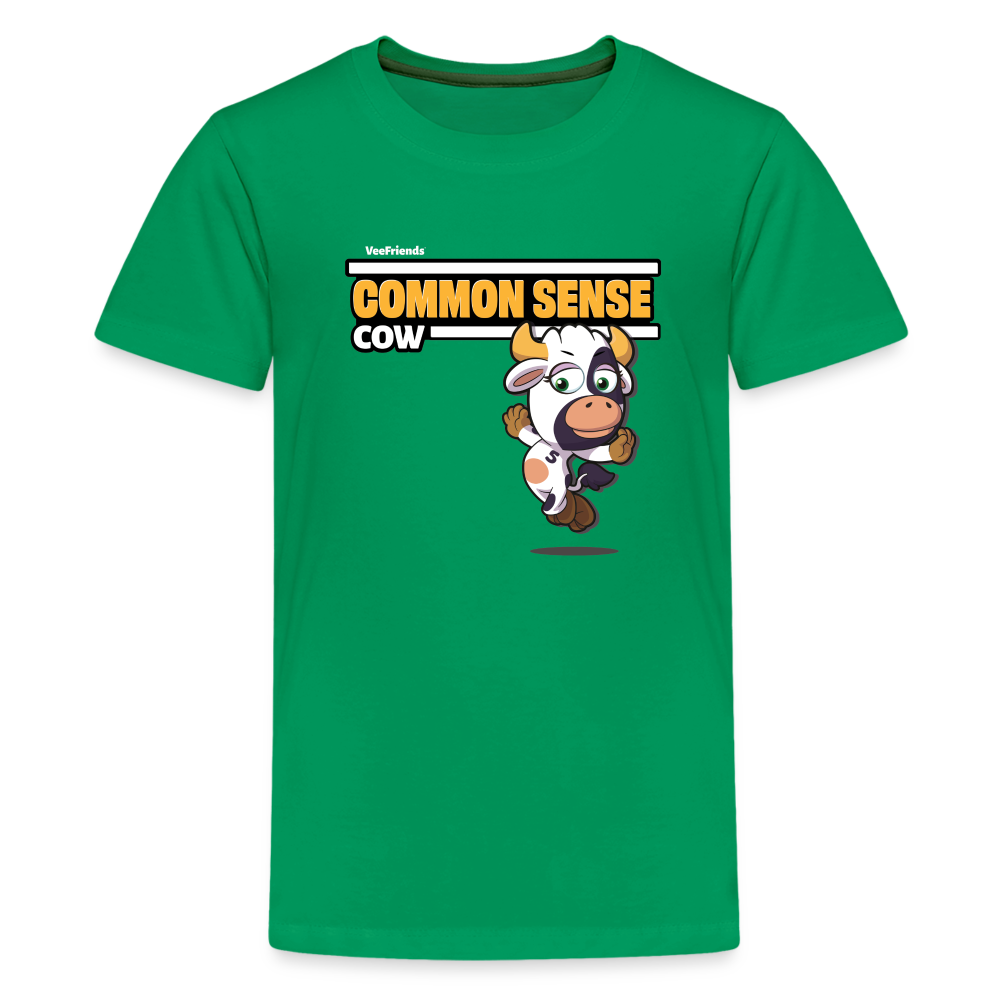 Common Sense Cow Character Comfort Kids Tee - kelly green