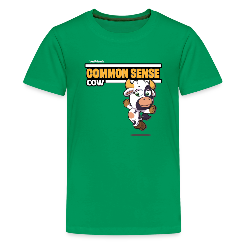 
            
                Load image into Gallery viewer, Common Sense Cow Character Comfort Kids Tee - kelly green
            
        