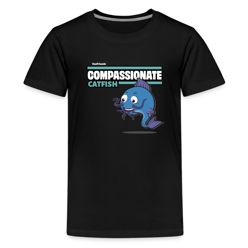 Compassionate Catfish Character Comfort Kids Tee - black