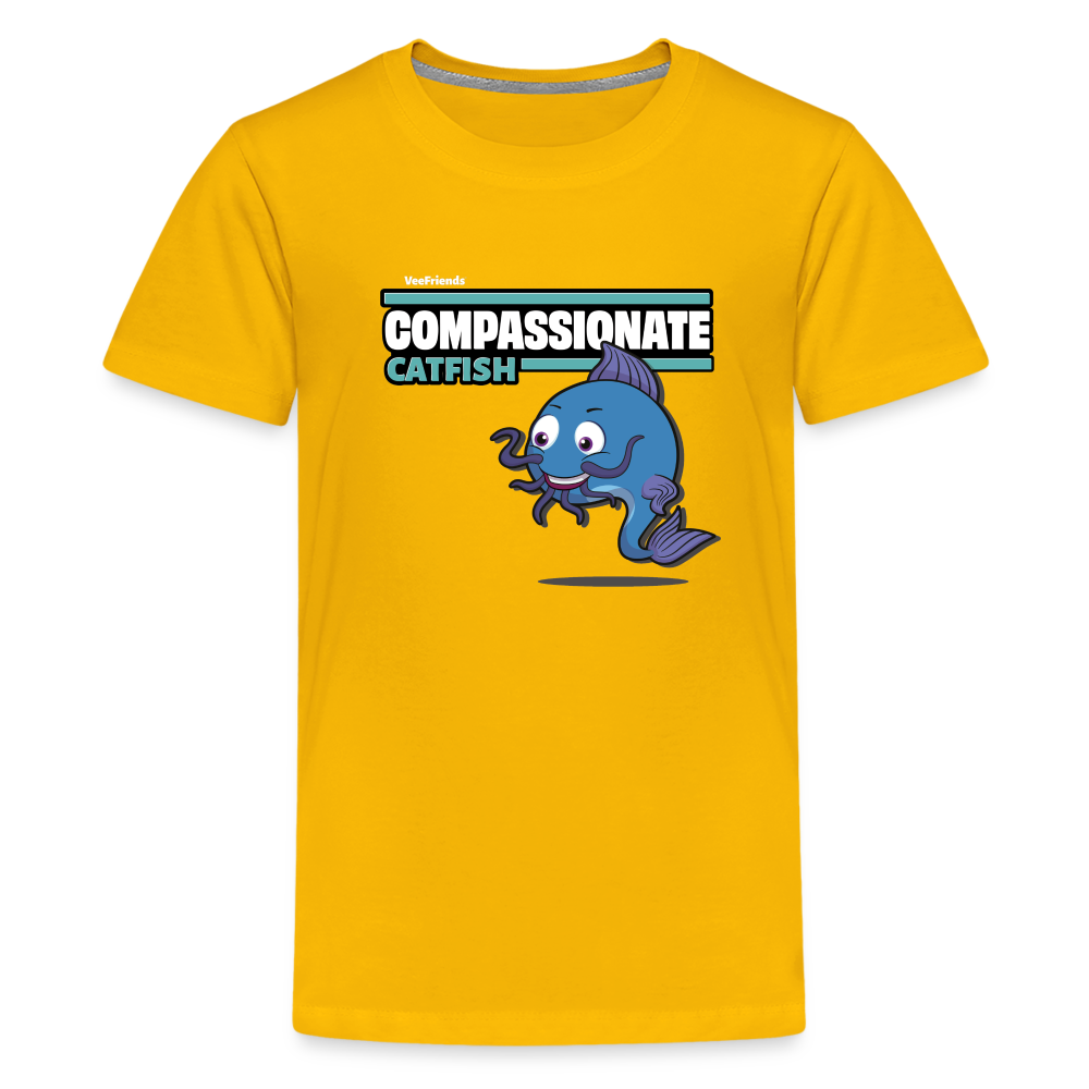 Compassionate Catfish Character Comfort Kids Tee - sun yellow