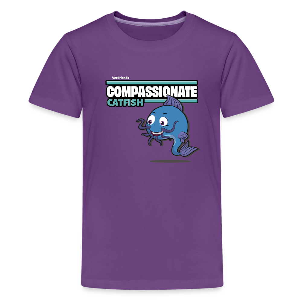 Compassionate Catfish Character Comfort Kids Tee - purple