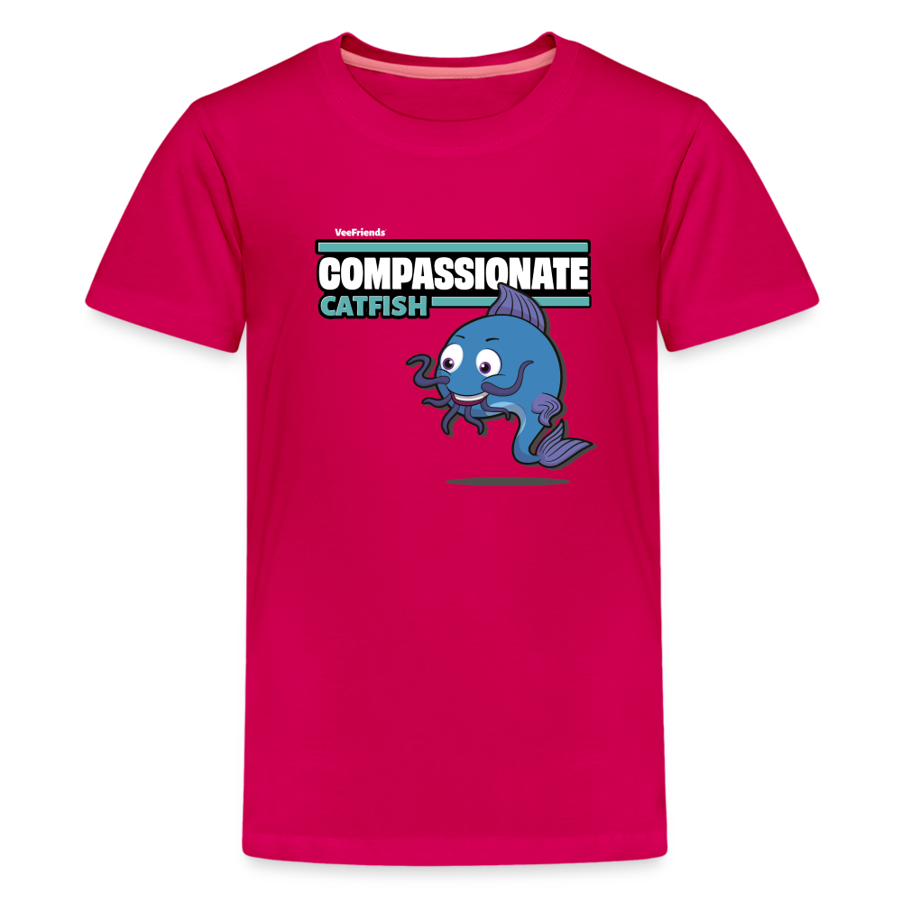 Compassionate Catfish Character Comfort Kids Tee - dark pink