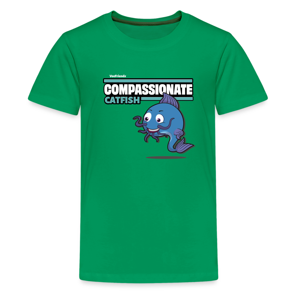 Compassionate Catfish Character Comfort Kids Tee - kelly green