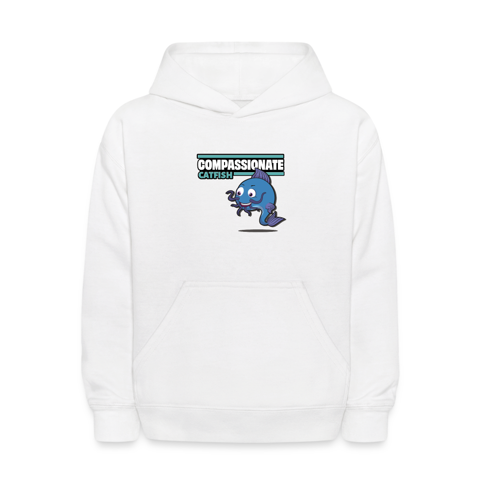 Compassionate Catfish Character Comfort Kids Hoodie - white