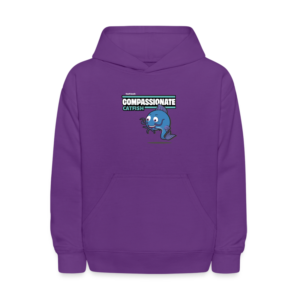 Compassionate Catfish Character Comfort Kids Hoodie - purple