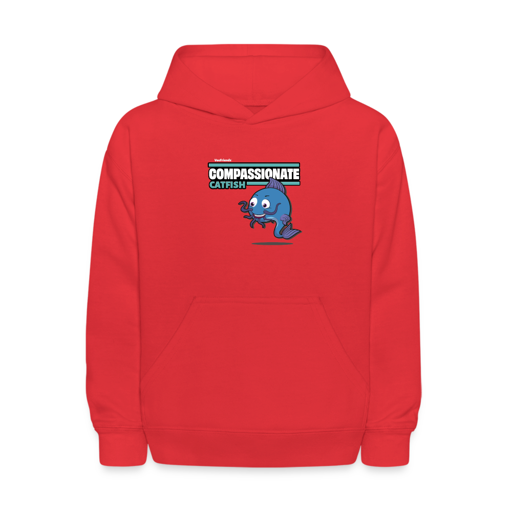 Compassionate Catfish Character Comfort Kids Hoodie - red