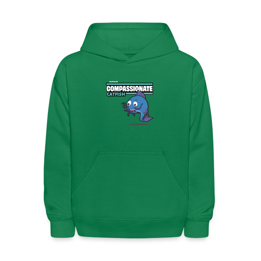 Compassionate Catfish Character Comfort Kids Hoodie - kelly green