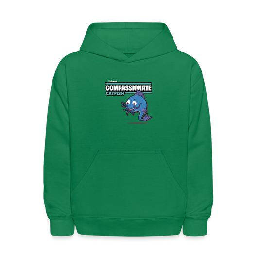 Compassionate Catfish Character Comfort Kids Hoodie - kelly green