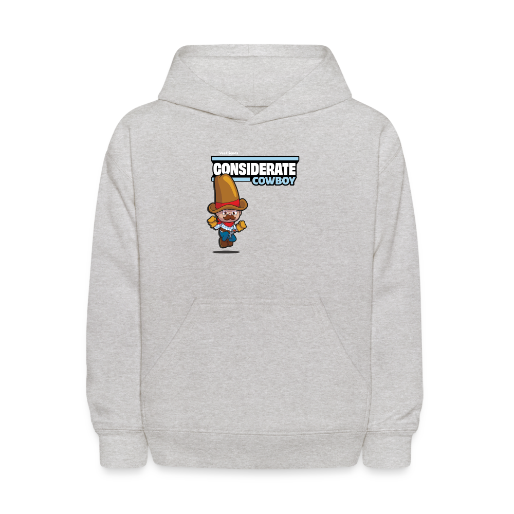 Considerate Cowboy Character Comfort Kids Hoodie - heather gray