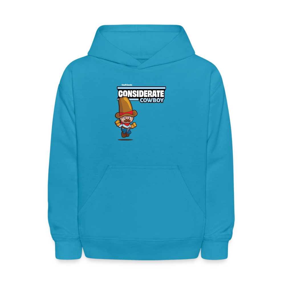 Considerate Cowboy Character Comfort Kids Hoodie - turquoise