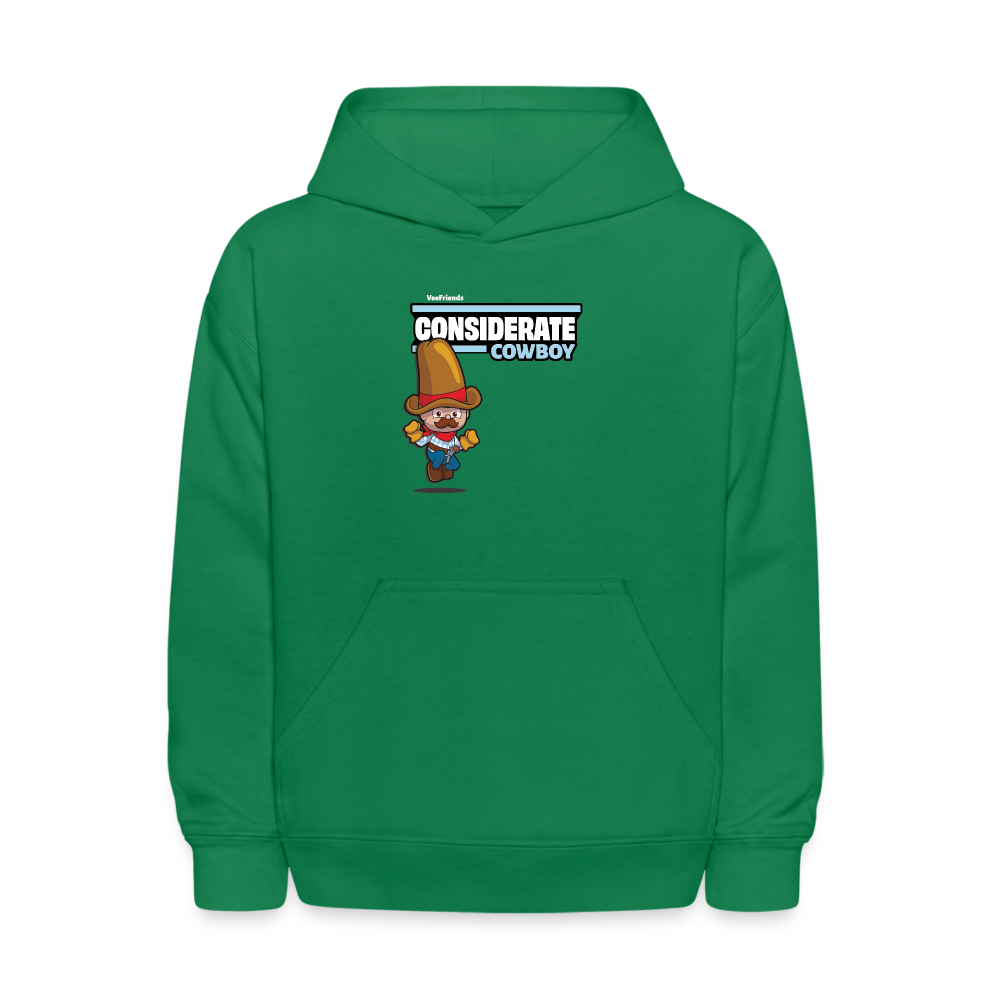 Considerate Cowboy Character Comfort Kids Hoodie - kelly green