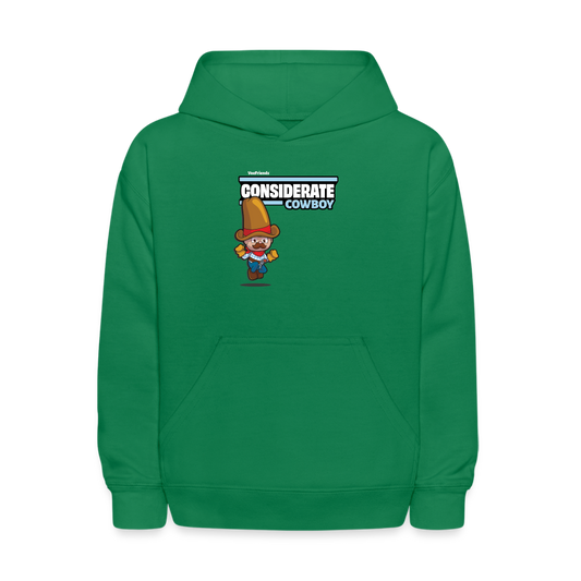 Considerate Cowboy Character Comfort Kids Hoodie - kelly green