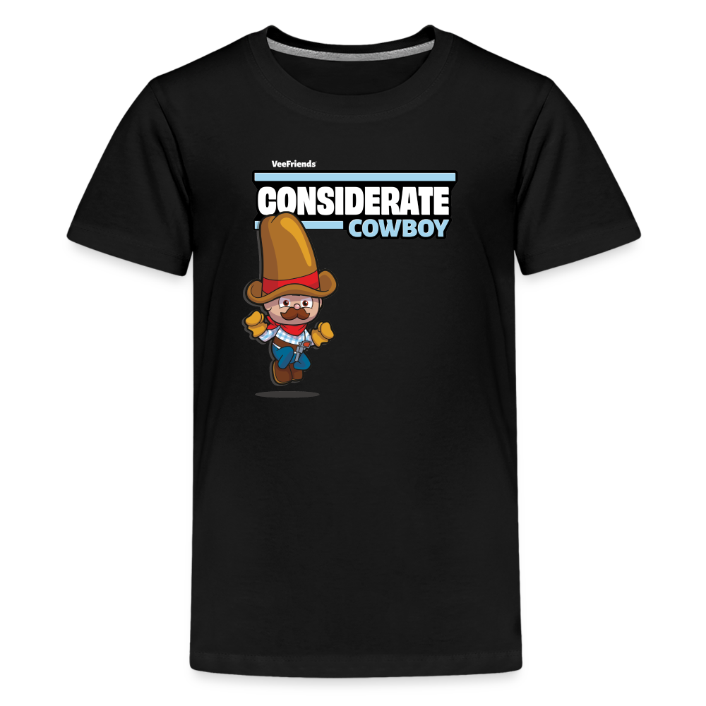 Considerate Cowboy Character Comfort Kids Tee - black