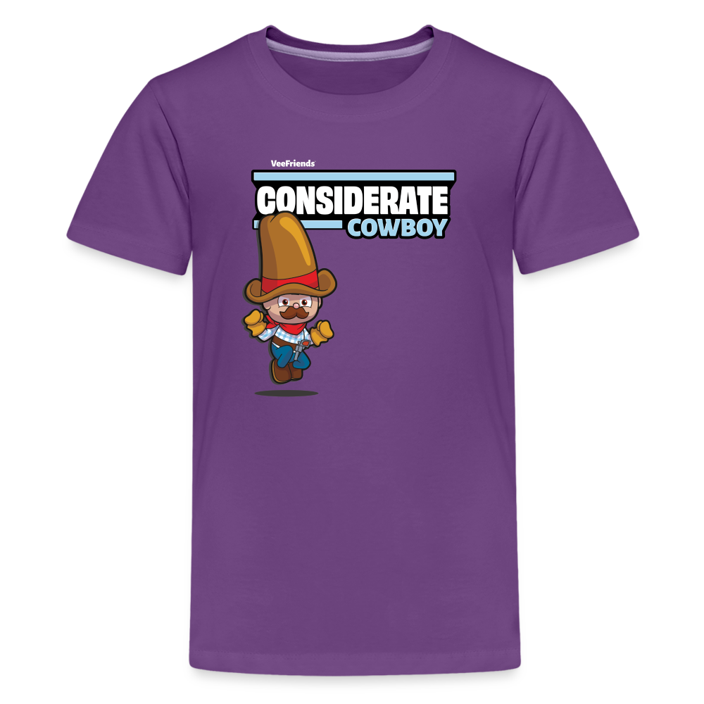 Considerate Cowboy Character Comfort Kids Tee - purple