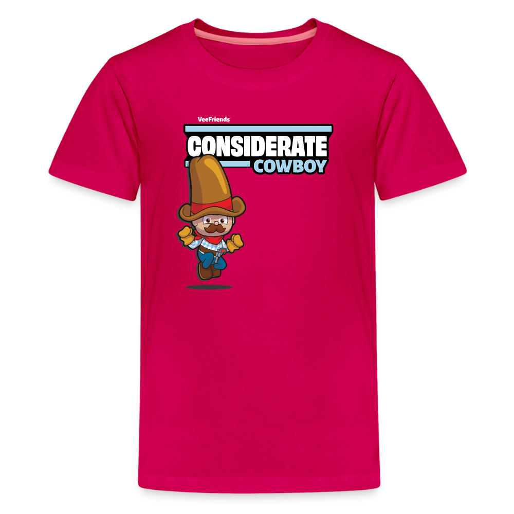 Considerate Cowboy Character Comfort Kids Tee - dark pink