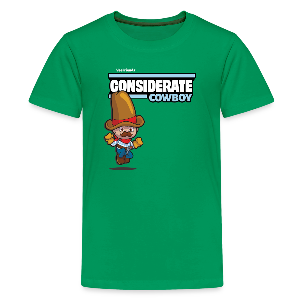 Considerate Cowboy Character Comfort Kids Tee - kelly green