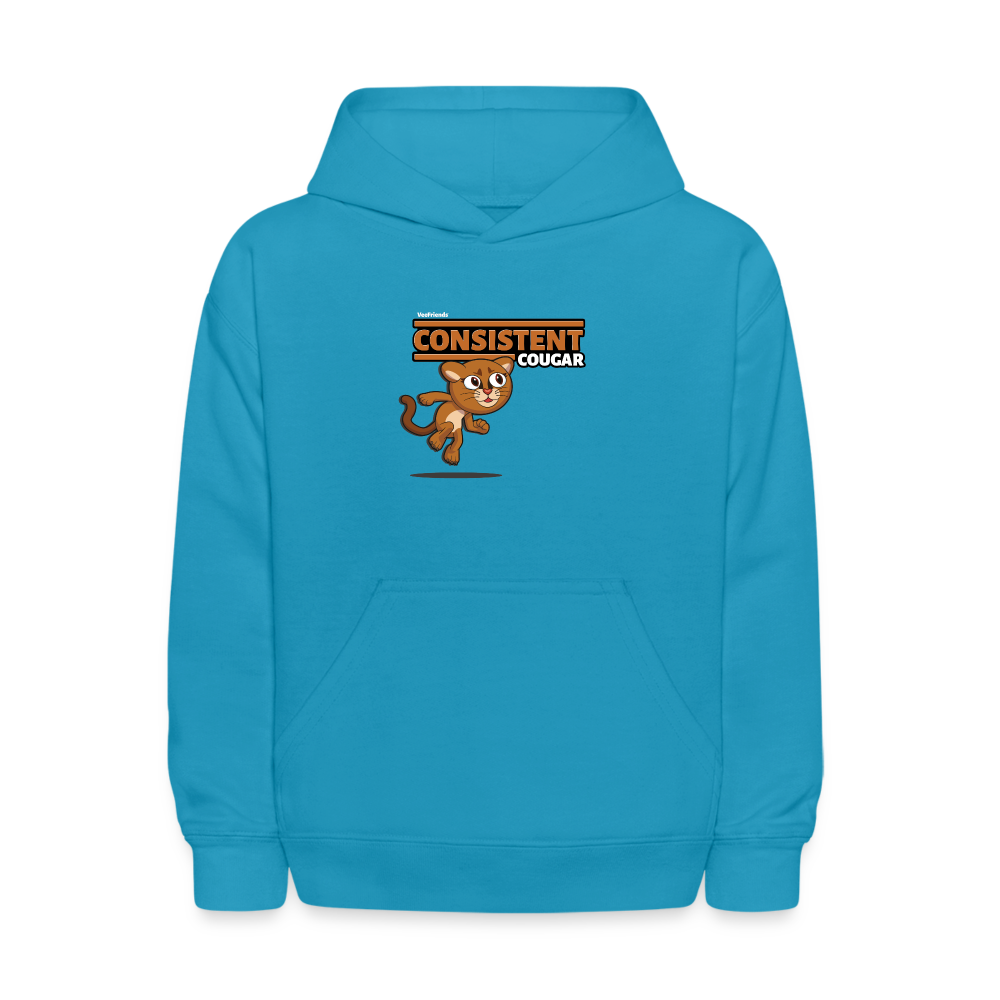 Consistent Cougar Character Comfort Kids Hoodie - turquoise