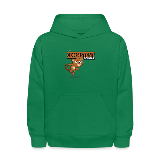 Consistent Cougar Character Comfort Kids Hoodie - kelly green