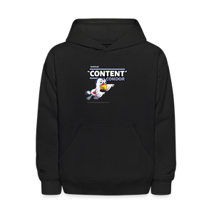 "Content" Condor Character Comfort Kids Hoodie - black