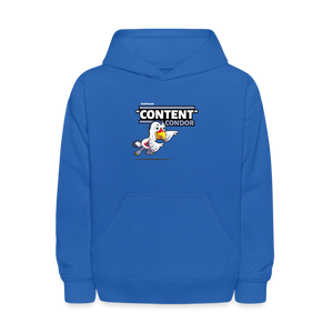 "Content" Condor Character Comfort Kids Hoodie - royal blue