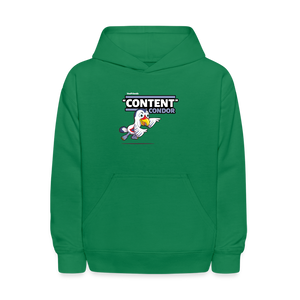 "Content" Condor Character Comfort Kids Hoodie - kelly green