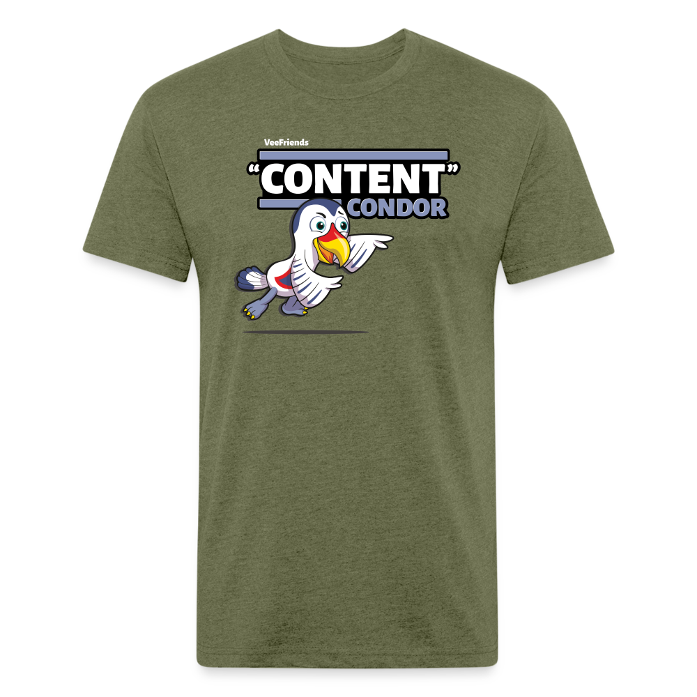 "Content" Condor Character Comfort Adult Tee - heather military green