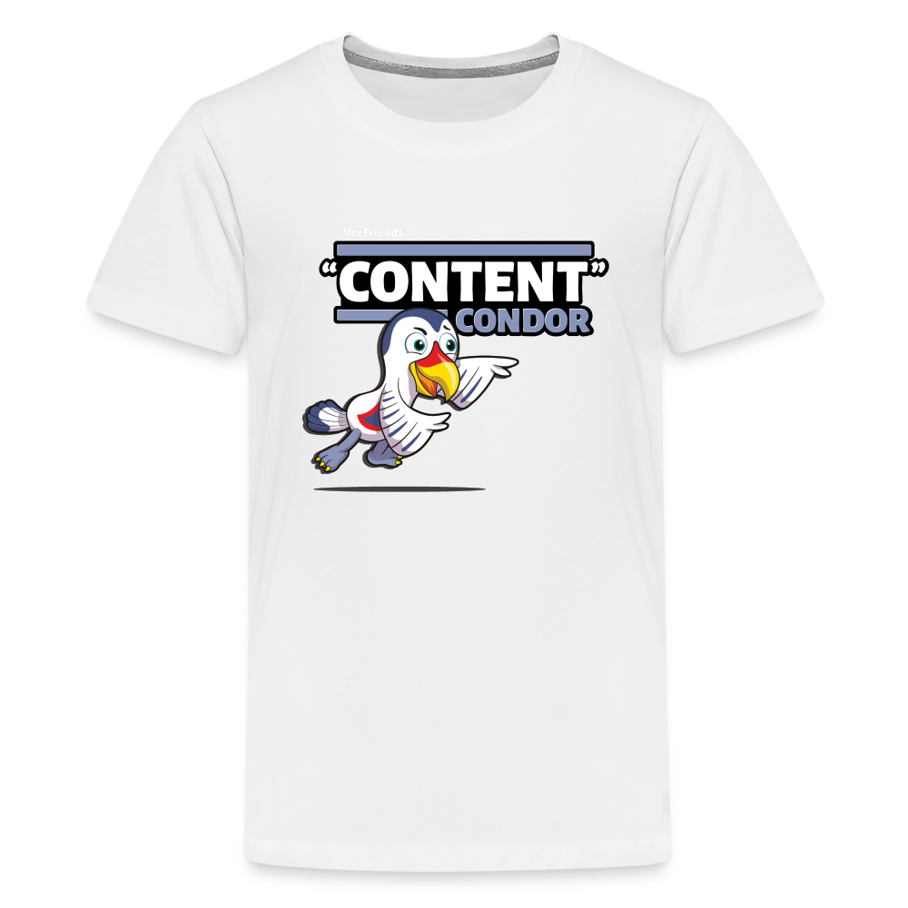 "Content" Condor Character Comfort Kids Tee - white