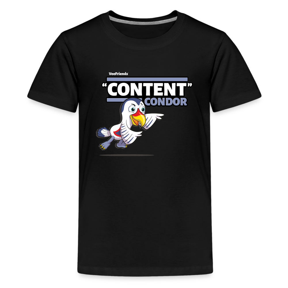 "Content" Condor Character Comfort Kids Tee - black