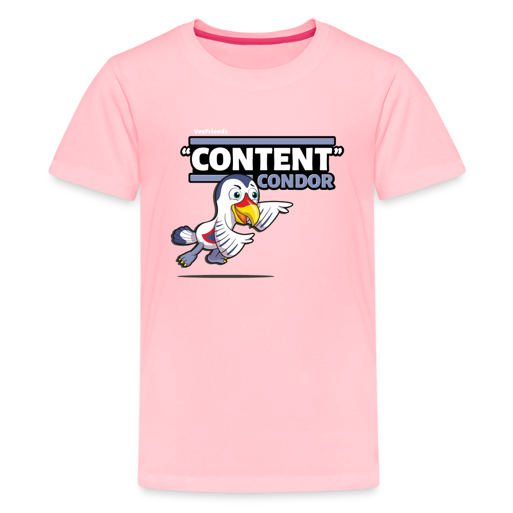 "Content" Condor Character Comfort Kids Tee - pink