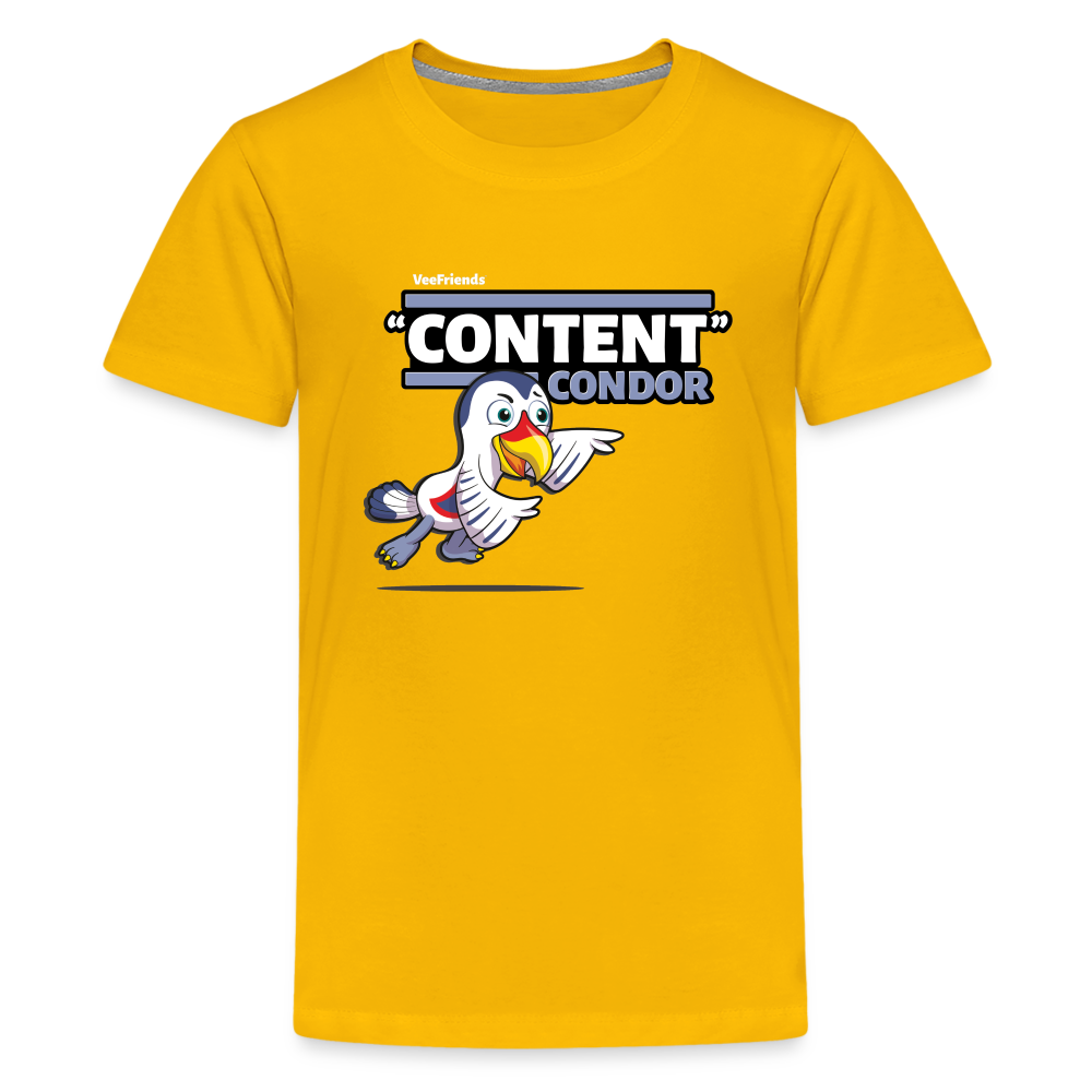 "Content" Condor Character Comfort Kids Tee - sun yellow