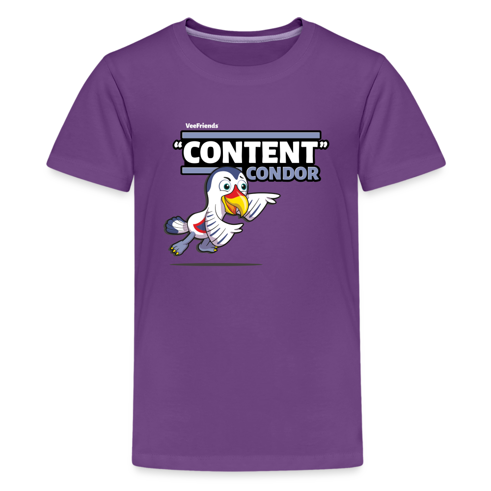 "Content" Condor Character Comfort Kids Tee - purple