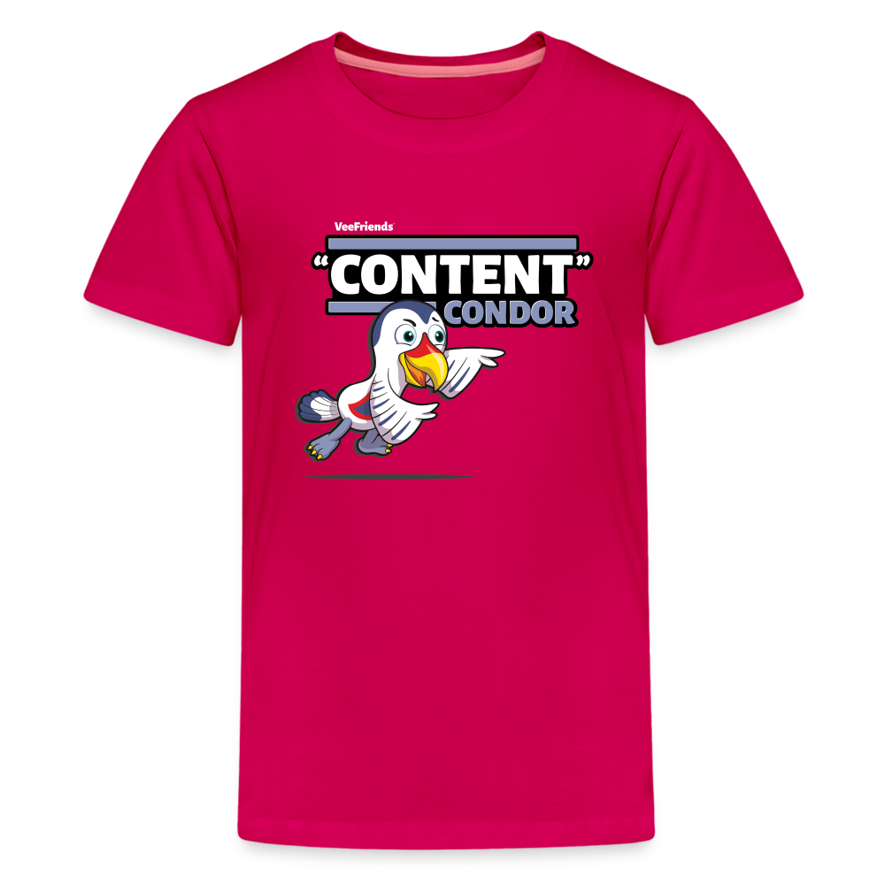 "Content" Condor Character Comfort Kids Tee - dark pink