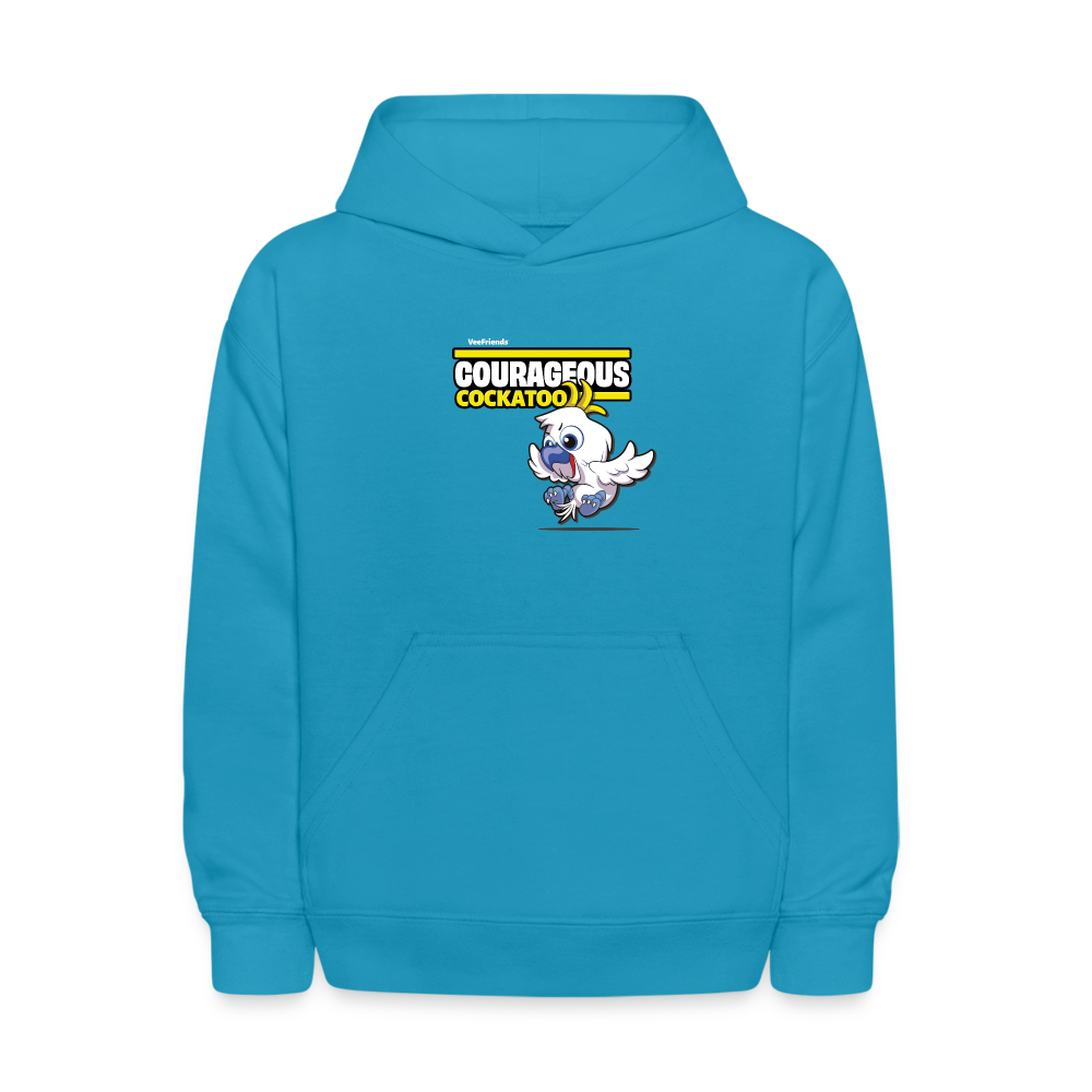 Courageous Cockatoo Character Comfort Kids Hoodie - turquoise