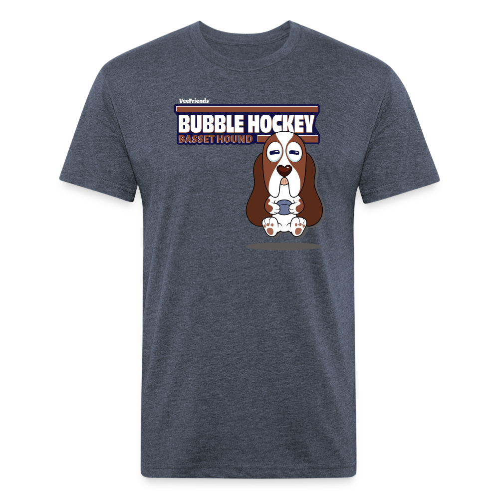 Bubble Hockey Basset Hound Character Comfort Adult Tee - heather navy