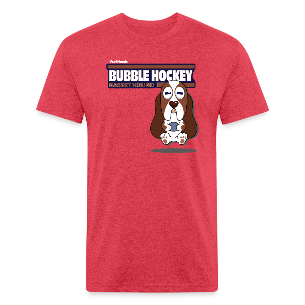 Bubble Hockey Basset Hound Character Comfort Adult Tee - heather red