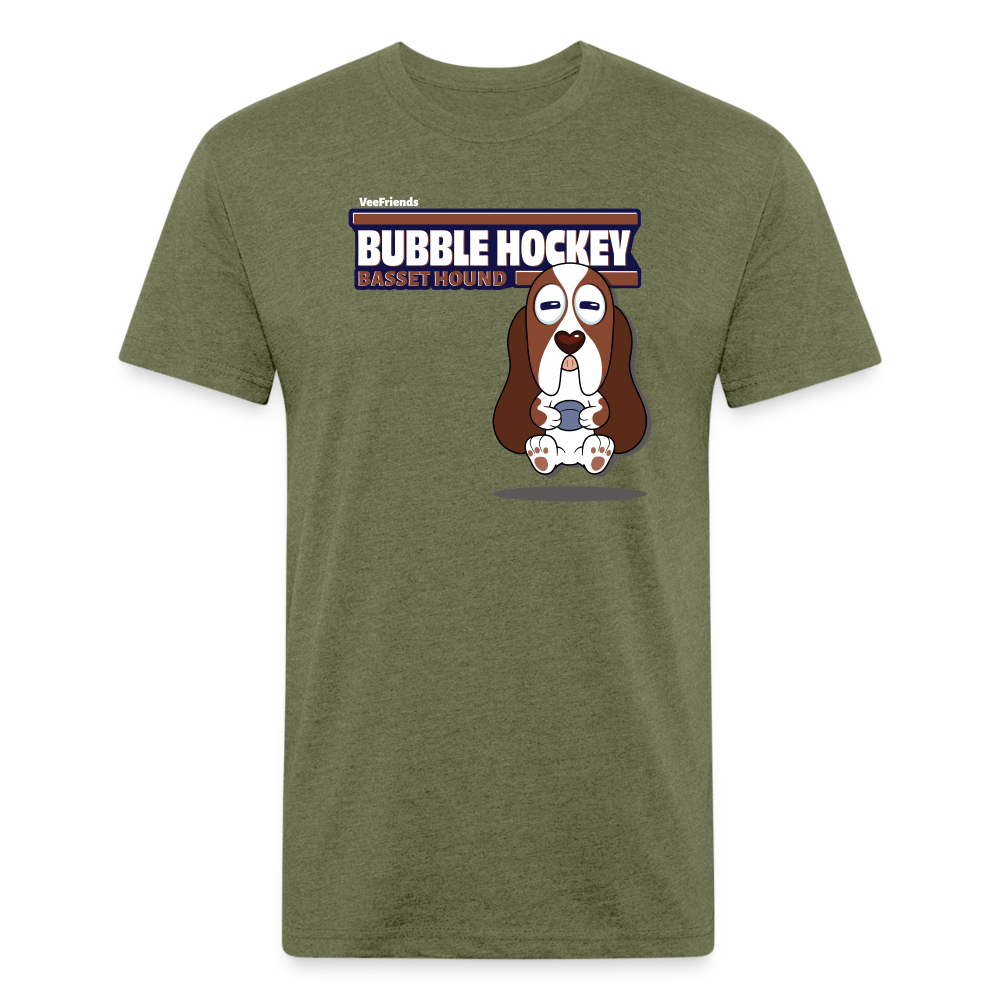 Bubble Hockey Basset Hound Character Comfort Adult Tee - heather military green