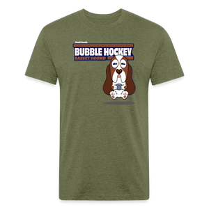 Bubble Hockey Basset Hound Character Comfort Adult Tee - heather military green