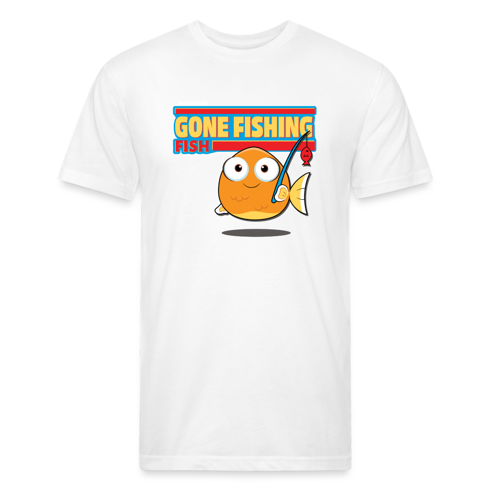 Gone Fishing Fish Character Comfort Adult Tee - white