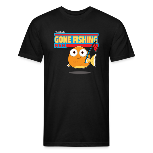 Gone Fishing Fish Character Comfort Adult Tee - black