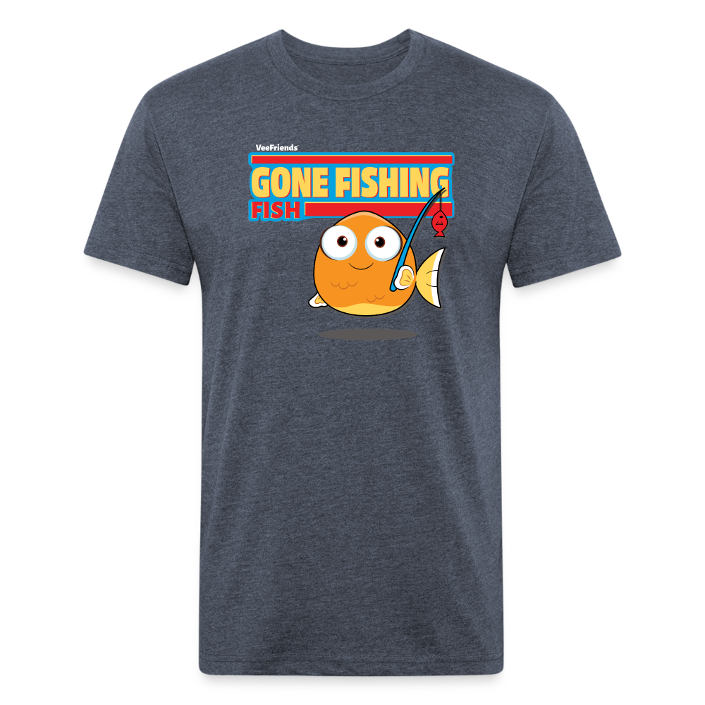 Gone Fishing Fish Character Comfort Adult Tee - heather navy