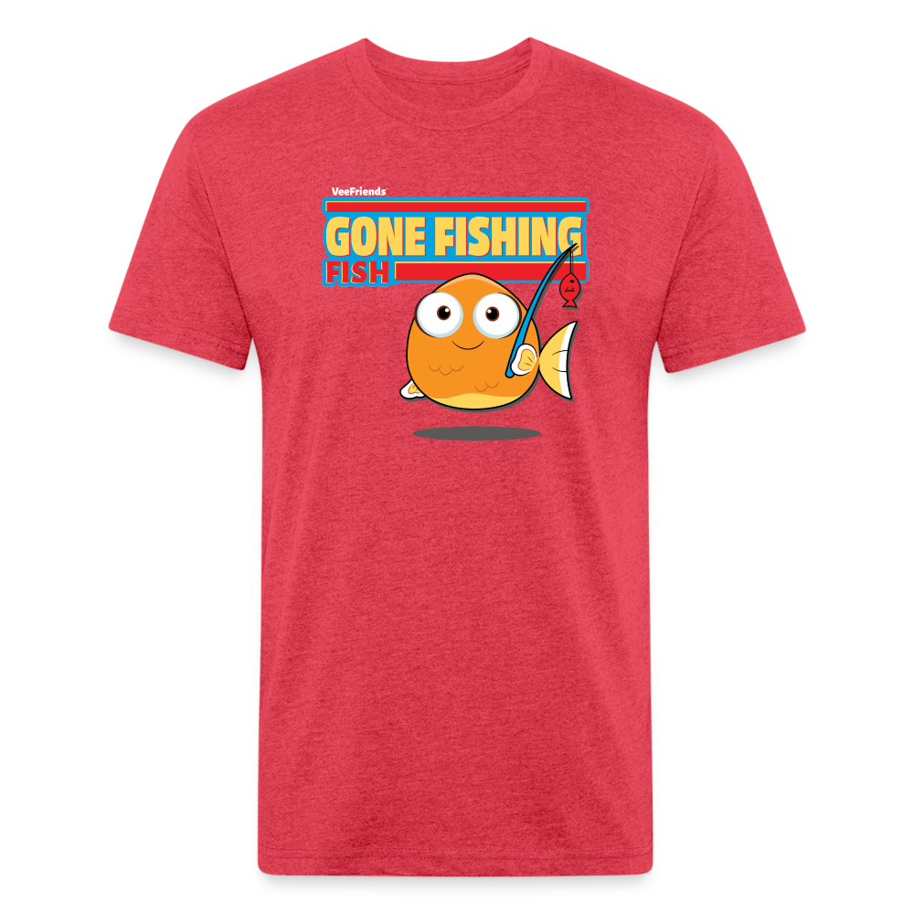 Gone Fishing Fish Character Comfort Adult Tee - heather red