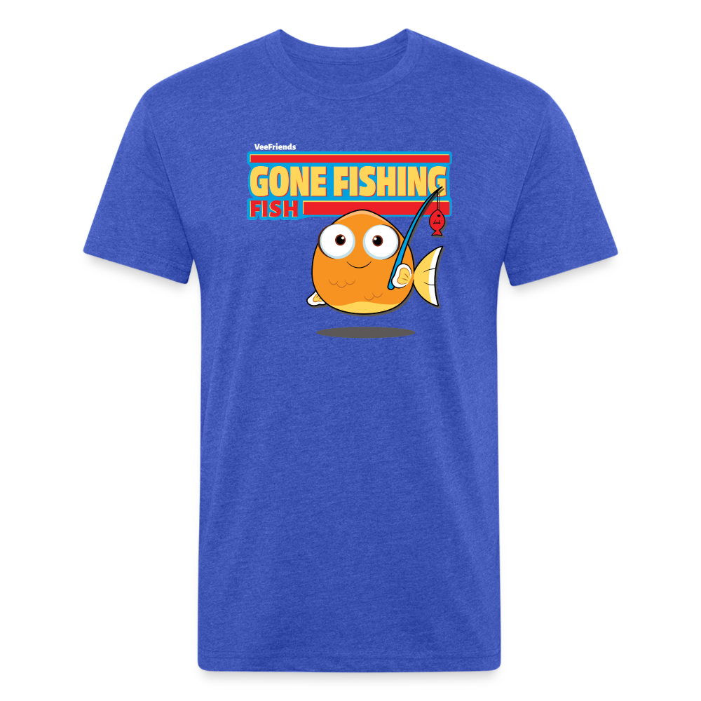 Gone Fishing Fish Character Comfort Adult Tee - heather royal