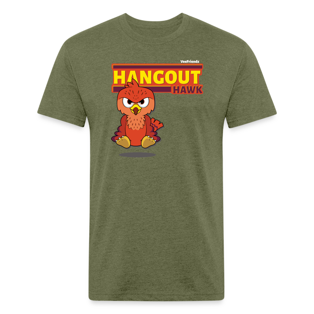 Hangout Hawk Character Comfort Adult Tee - heather military green