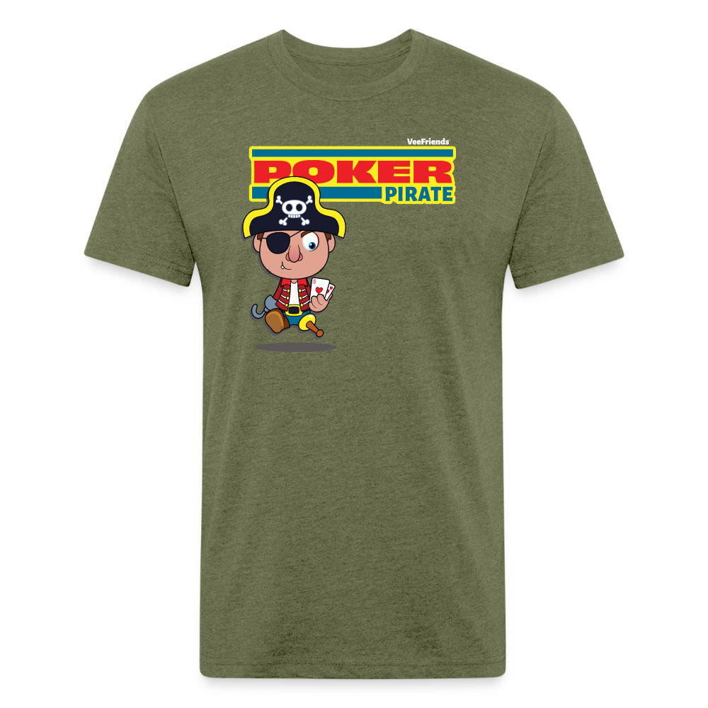 Poker Pirate Character Comfort Adult Tee - heather military green