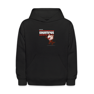 
            
                Load image into Gallery viewer, Courteous Coyote Character Comfort Kids Hoodie - black
            
        