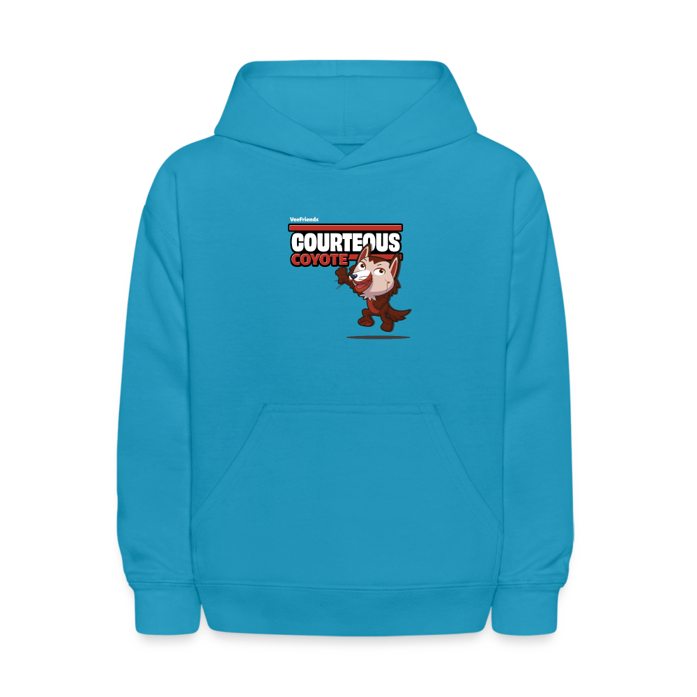 Courteous Coyote Character Comfort Kids Hoodie - turquoise